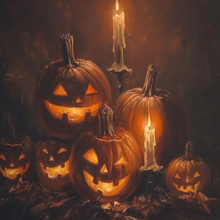 Πίνακας σε Καμβά VINTAGE AUTUMN HALLOWEEN PUMPKINS 10 -  Sticky 5