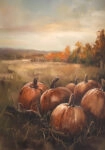Πίνακας σε Καμβά VINTAGE AUTUMN HALLOWEEN PUMPKINS 8