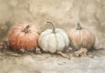 Πίνακας σε Καμβά VINTAGE AUTUMN HALLOWEEN PUMPKINS