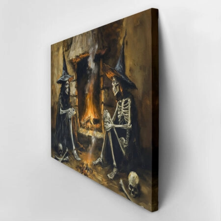 Πίνακας σε Καμβά VINTAGE AUTUMN HALLOWEEN SKELETON WITCHES 2 -  Sticky 2