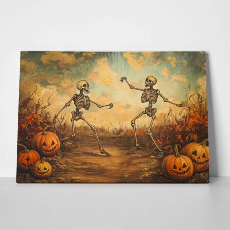 Πίνακας σε Καμβά VINTAGE AUTUMN HALLOWEEN SKELETONS 2 - 