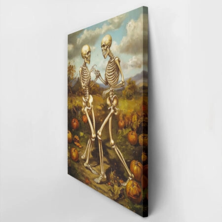 Πίνακας σε Καμβά VINTAGE AUTUMN HALLOWEEN SKELETONS DANCING 2 -  Sticky 2