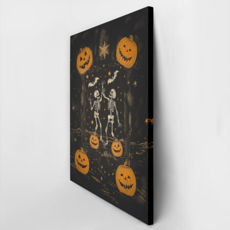 Πίνακας σε Καμβά VINTAGE AUTUMN HALLOWEEN SKELETONS DANCING 4 -  Sticky 2