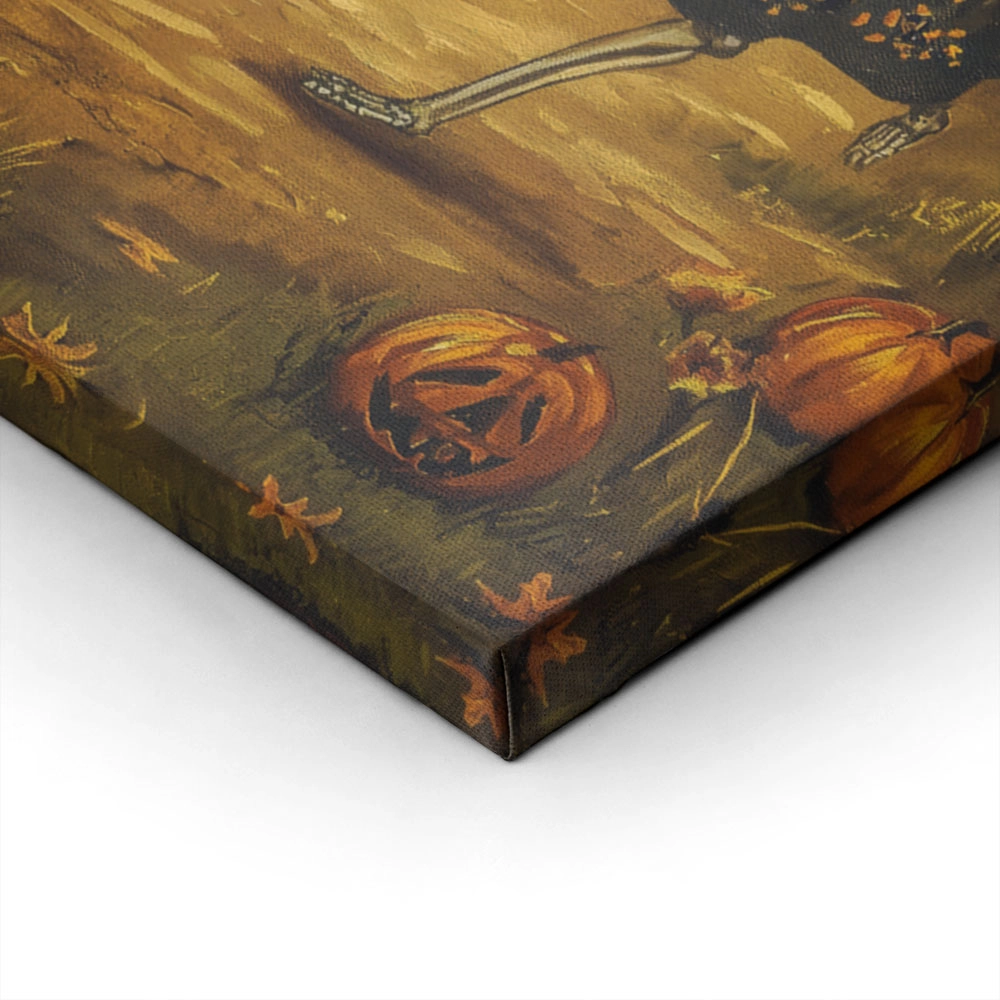Canvas Print VINTAGE AUTUMN HALLOWEEN SKELETONS DANCING 5