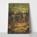 Πίνακας σε Καμβά VINTAGE AUTUMN HALLOWEEN SKELETONS DANCING
