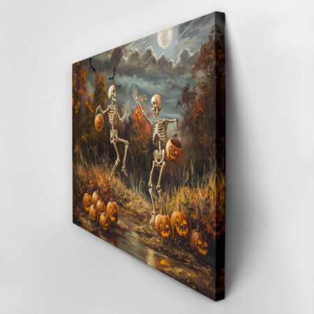 Πίνακας σε Καμβά VINTAGE AUTUMN HALLOWEEN SKELETONS -  Sticky 2