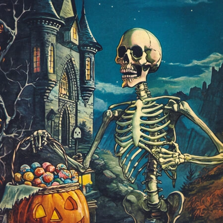 Πίνακας σε Καμβά VINTAGE AUTUMN HALLOWEEN SKELETON -  Sticky 5