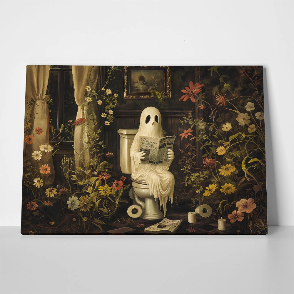 Πίνακας σε Καμβά VINTAGE AUTUMN HALLOWEEN TOILET GHOST 2