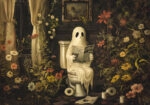 Πίνακας σε Καμβά VINTAGE AUTUMN HALLOWEEN TOILET GHOST 2