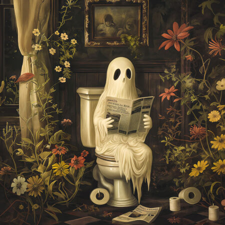 Πίνακας σε Καμβά VINTAGE AUTUMN HALLOWEEN TOILET GHOST 2 -  Sticky 5