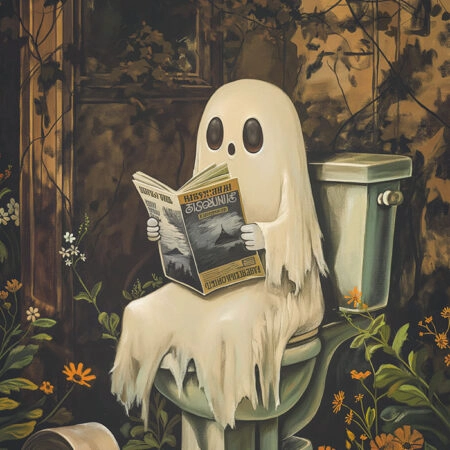 Πίνακας σε Καμβά VINTAGE AUTUMN HALLOWEEN TOILET GHOST 3 -  Sticky 5