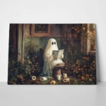 Πίνακας σε Καμβά VINTAGE AUTUMN HALLOWEEN TOILET GHOST