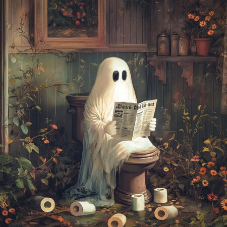 Πίνακας σε Καμβά VINTAGE AUTUMN HALLOWEEN TOILET GHOST -  Sticky 5