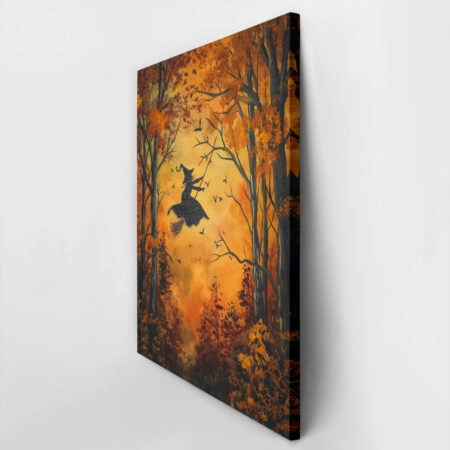 Πίνακας σε Καμβά VINTAGE AUTUMN HALLOWEEN WITCH FLYING -  Sticky 2