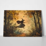 Πίνακας σε Καμβά VINTAGE AUTUMN HALLOWEEN WITCH