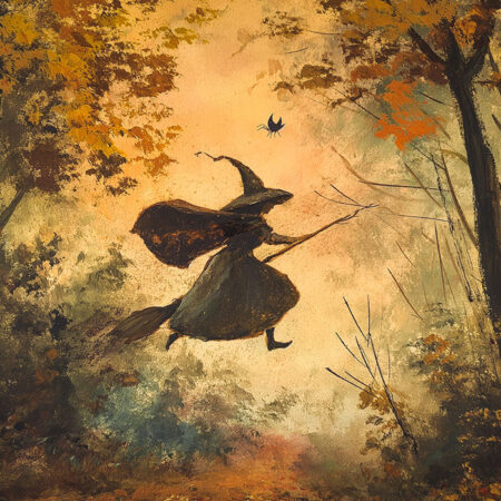 Πίνακας σε Καμβά VINTAGE AUTUMN HALLOWEEN WITCH -  Sticky 5