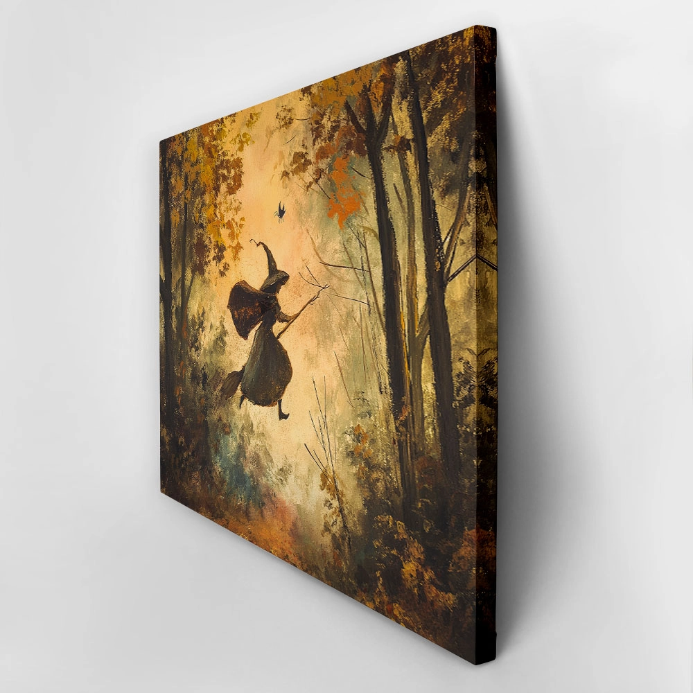 Πίνακας σε Καμβά VINTAGE AUTUMN HALLOWEEN WITCH
