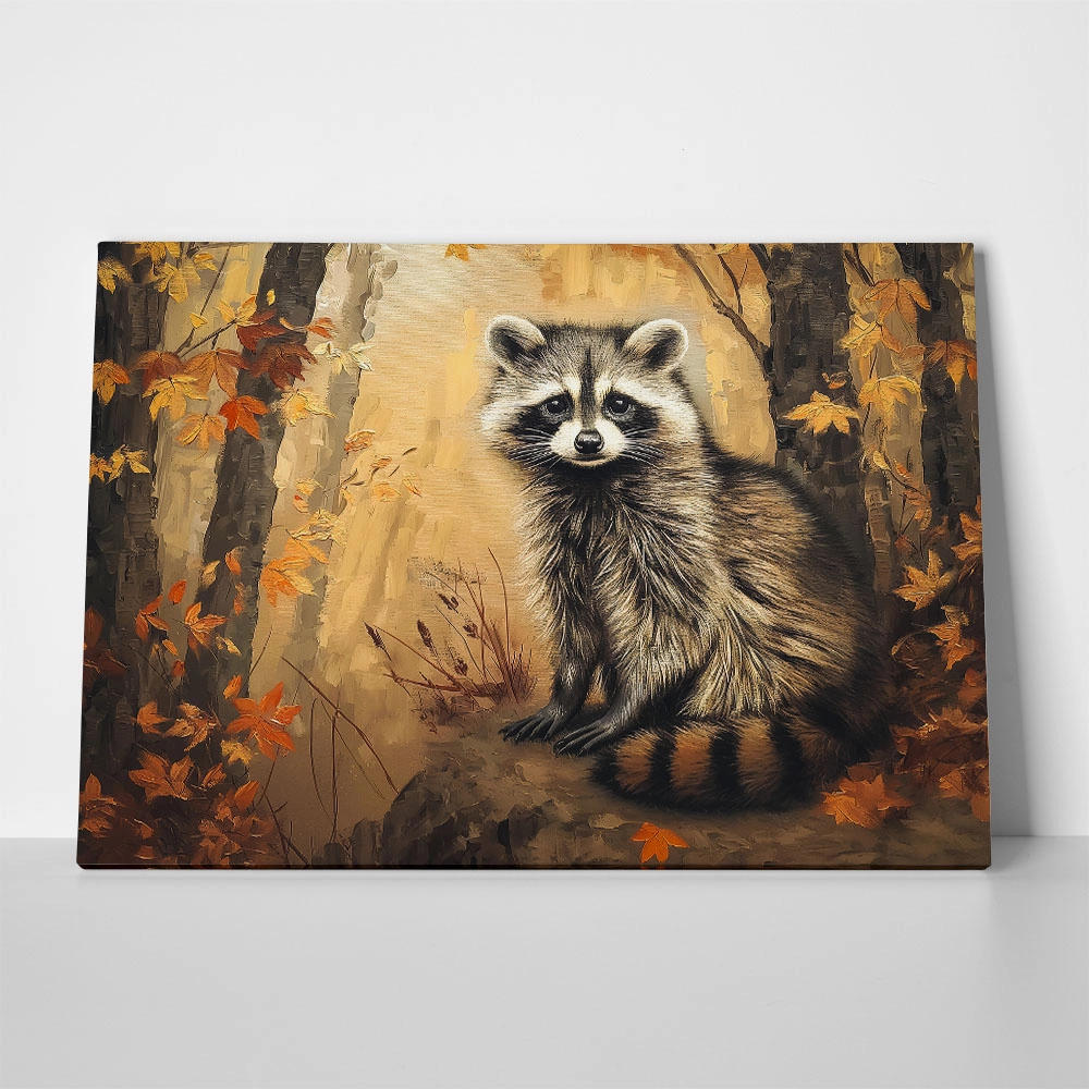 Πίνακας σε Καμβά VINTAGE AUTUMN RACOON 2