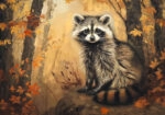 Πίνακας σε Καμβά VINTAGE AUTUMN RACOON 2
