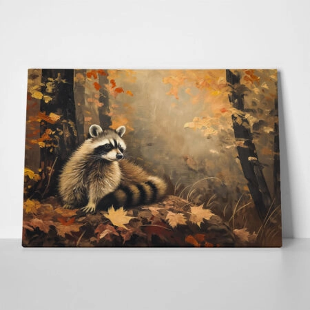 Πίνακας σε Καμβά VINTAGE AUTUMN RACOON - 