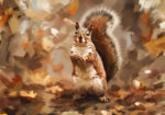 Πίνακας σε Καμβά VINTAGE AUTUMN SQUIRREL 3