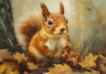 Πίνακας σε Καμβά VINTAGE AUTUMN SQUIRREL