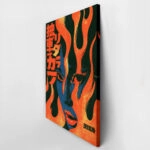 Πίνακας σε Καμβά japanese flames face kanji