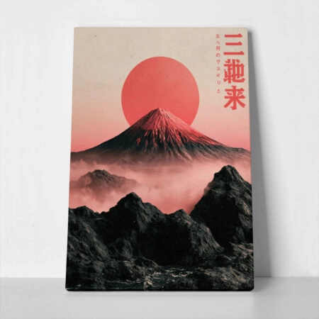 Πίνακας σε Καμβά japanese mount fiji with red sun 2