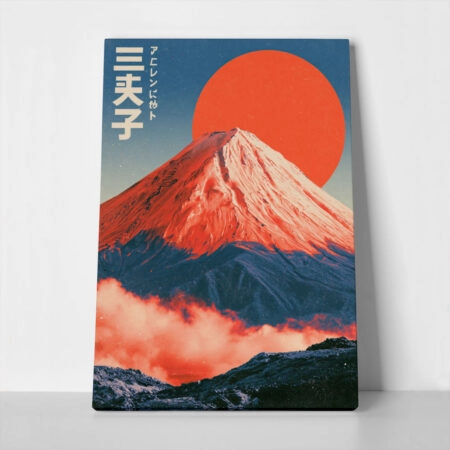 Πίνακας σε Καμβά japanese mount fiji with red sun