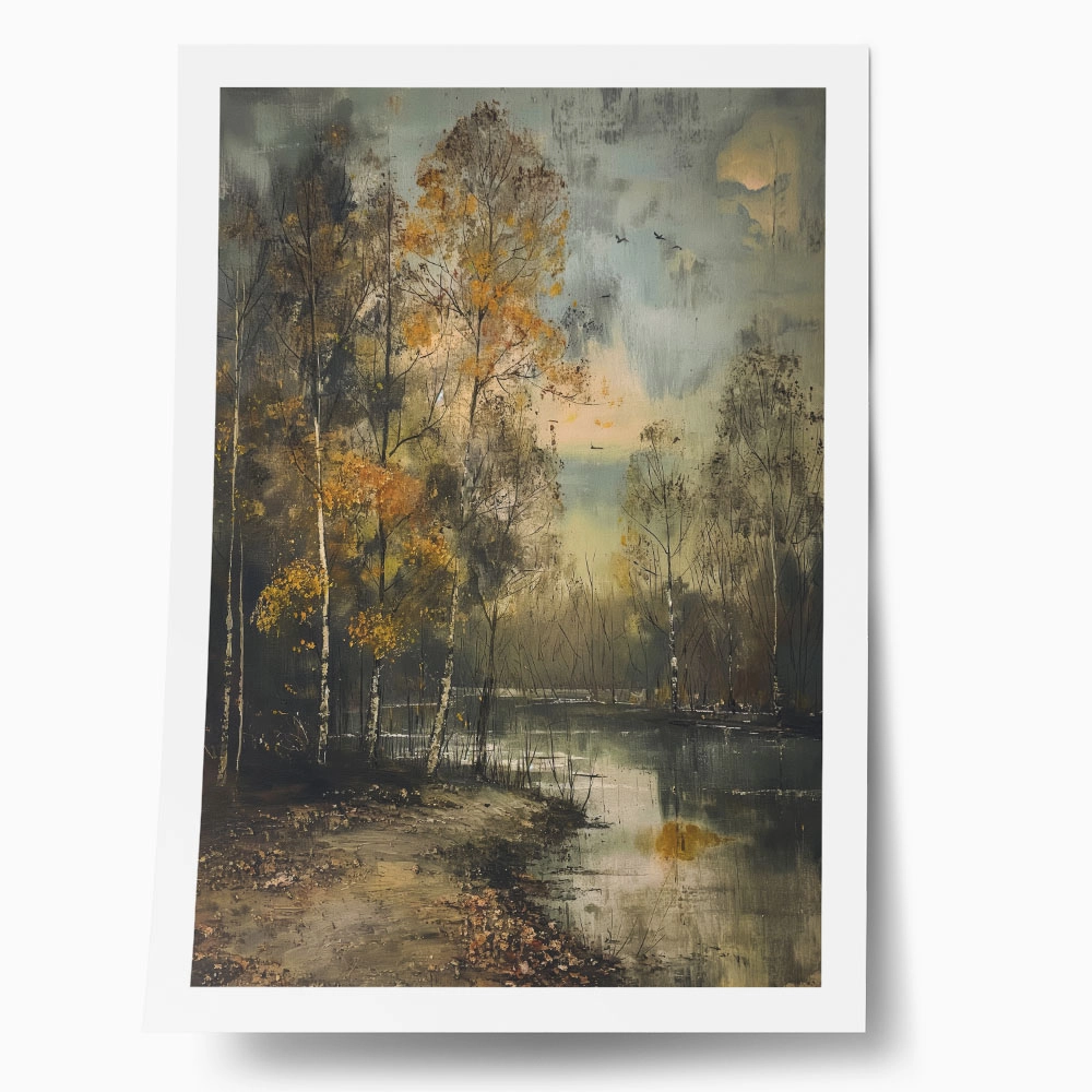 Poster VINTAGE AUTUMN COUNTRY RIVER 13