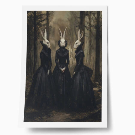 Poster VINTAGE AUTUMN HALLOWEEN BUNNY HEADS 2 - 