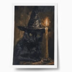 Poster VINTAGE AUTUMN HALLOWEEN CAT WITH HAT 2