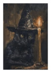Poster VINTAGE AUTUMN HALLOWEEN CAT WITH HAT 2