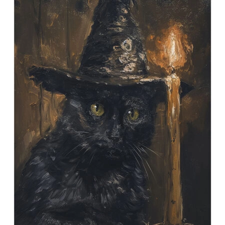 Poster VINTAGE AUTUMN HALLOWEEN CAT WITH HAT 2 -  Sticky 2