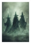 Poster VINTAGE AUTUMN HALLOWEEN DARK WIZARDS