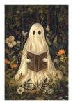 Poster VINTAGE AUTUMN HALLOWEEN GHOST READING