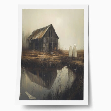 Poster VINTAGE AUTUMN HALLOWEEN GHOSTS OUTSIDE 10 - 