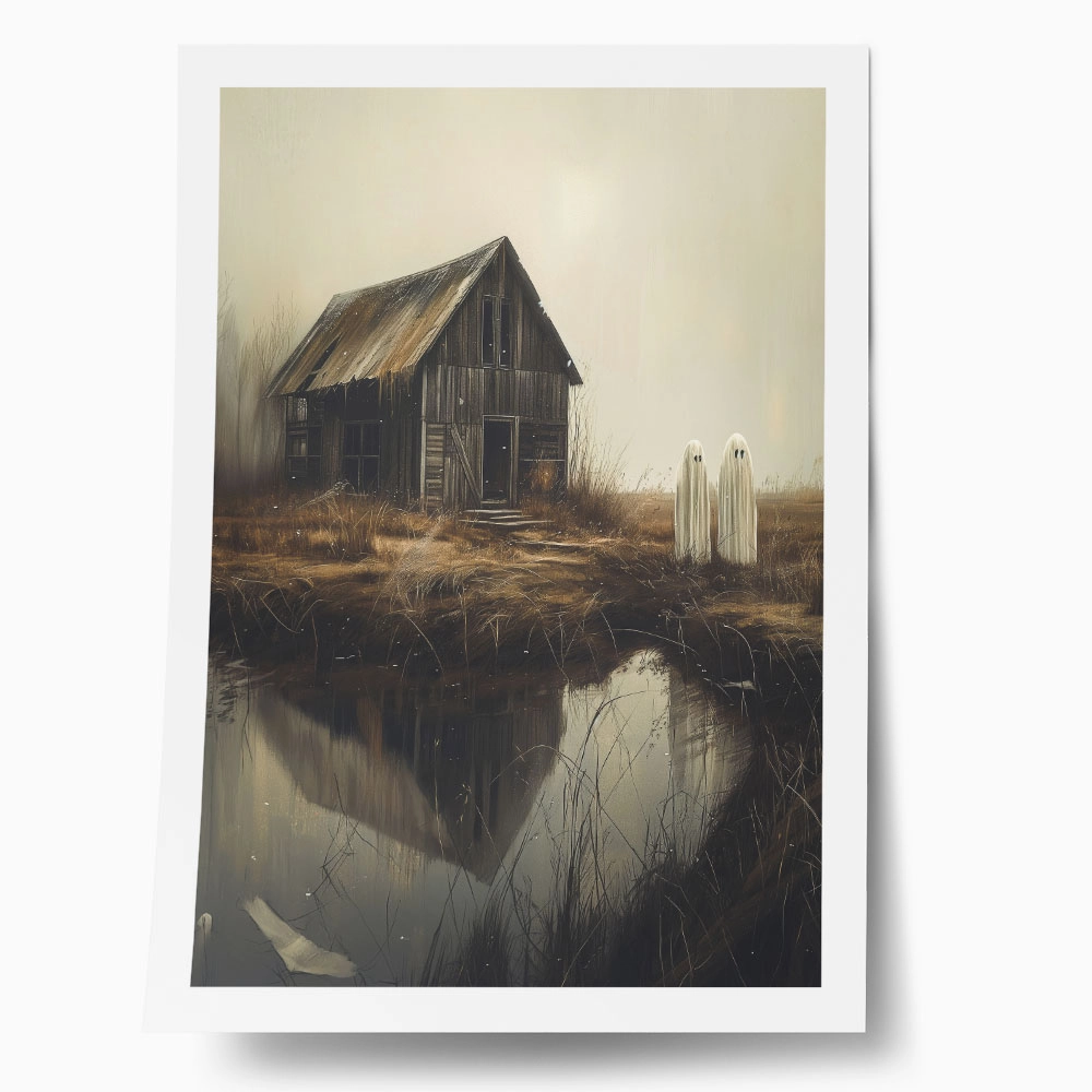 Poster VINTAGE AUTUMN HALLOWEEN GHOSTS OUTSIDE 10
