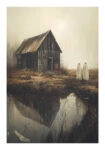 Poster VINTAGE AUTUMN HALLOWEEN GHOSTS OUTSIDE 10