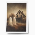 Poster VINTAGE AUTUMN HALLOWEEN GHOSTS OUTSIDE 5