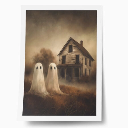 Poster VINTAGE AUTUMN HALLOWEEN GHOSTS OUTSIDE 5 - 