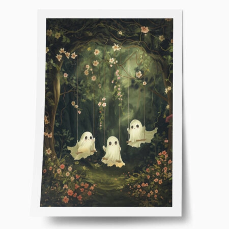 Poster VINTAGE AUTUMN HALLOWEEN GHOSTS OUTSIDE 6 - 