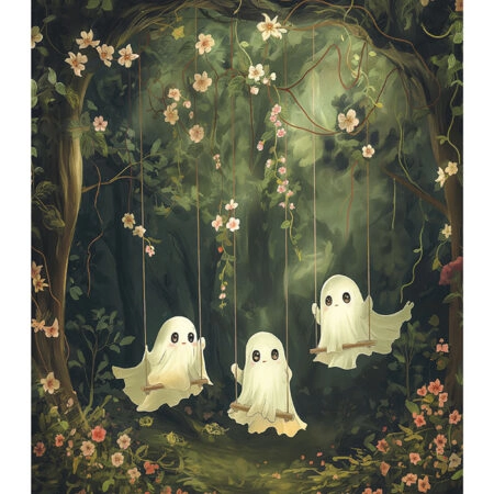 Poster VINTAGE AUTUMN HALLOWEEN GHOSTS OUTSIDE 6 -  Sticky 2
