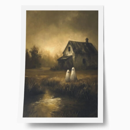 Poster VINTAGE AUTUMN HALLOWEEN GHOSTS OUTSIDE 7 - 