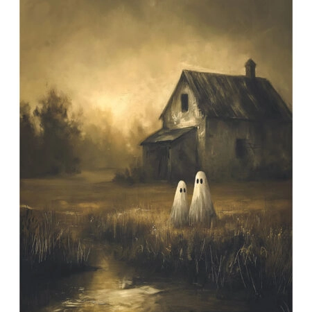 Poster VINTAGE AUTUMN HALLOWEEN GHOSTS OUTSIDE 7 -  Sticky 2