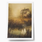 Poster VINTAGE AUTUMN HALLOWEEN GHOSTS OUTSIDE 8