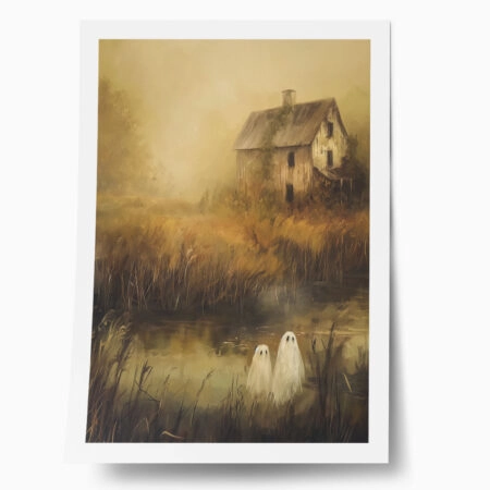 Poster VINTAGE AUTUMN HALLOWEEN GHOSTS OUTSIDE 8 - 