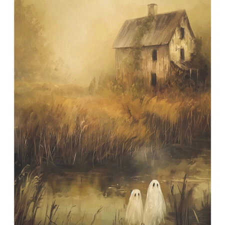 Poster VINTAGE AUTUMN HALLOWEEN GHOSTS OUTSIDE 8 -  Sticky 2