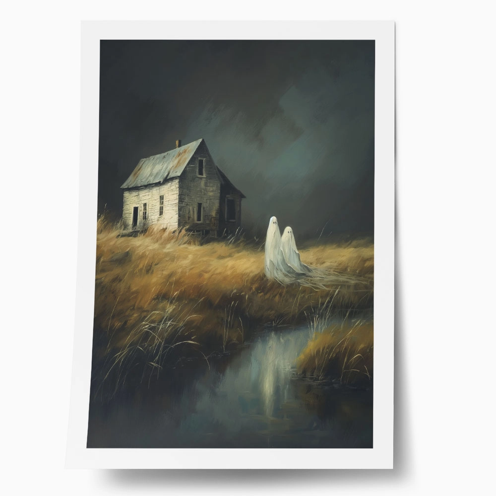 Poster VINTAGE AUTUMN HALLOWEEN GHOSTS OUTSIDE 9