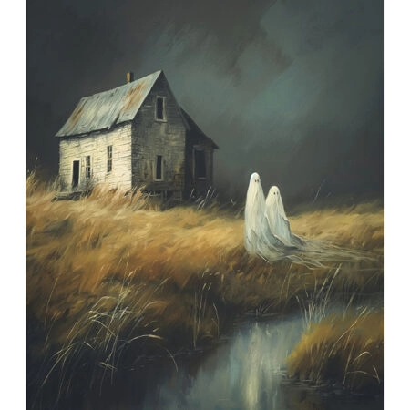 Poster VINTAGE AUTUMN HALLOWEEN GHOSTS OUTSIDE 9 -  Sticky 2
